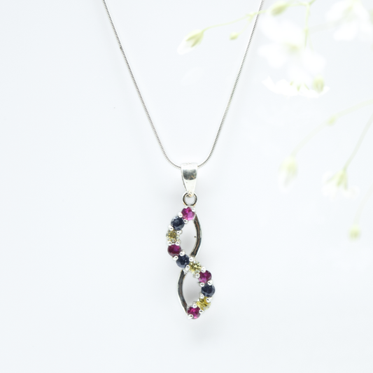 Multi-Zircon Infinity Pendant in 925 Silver- Without Chain