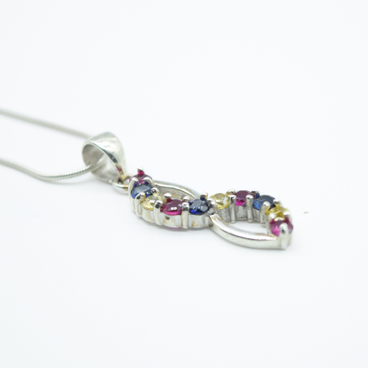 Multi-Zircon Infinity Pendant in 925 Silver