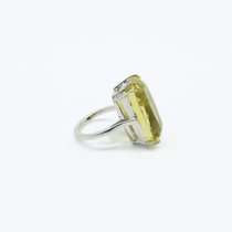 Large Faceted Lemon Topaz Ring in 925 Silver