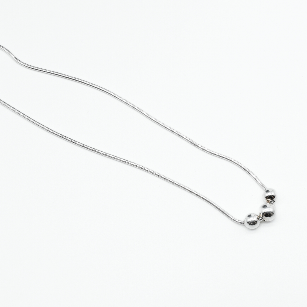 Three Bead Chain in 925 Silver