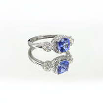 Tourmaline & Diamond Ring in 14K White Gold