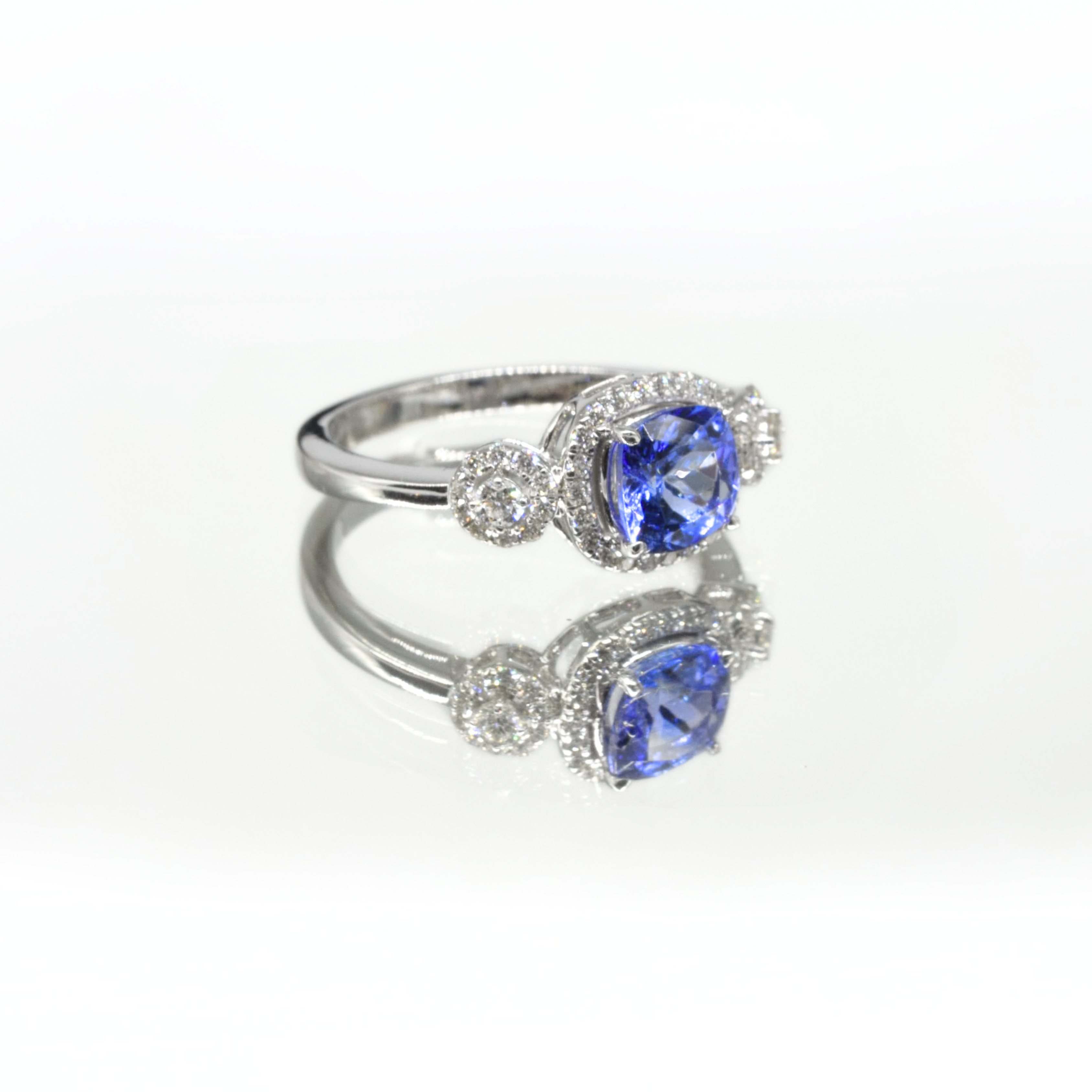 Tourmaline & Diamond Ring in 14K White Gold