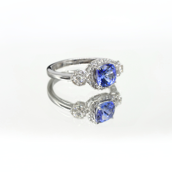 Tourmaline & Diamond Ring in 14K White Gold