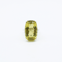 Large Faceted Lemon Topaz Ring in 925 Silver