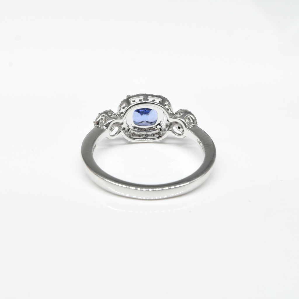 Tourmaline & Diamond Ring in 14K White Gold
