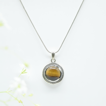 Round Tiger's Eye Pendant in 925 Silver