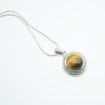 Round Tiger's Eye Pendant in 925 Silver