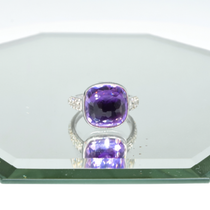 Amethyst & Diamond Ring in 18K White Gold