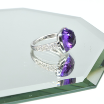 Amethyst & Diamond Ring in 18K White Gold