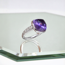 Amethyst & Diamond Ring in 18K White Gold