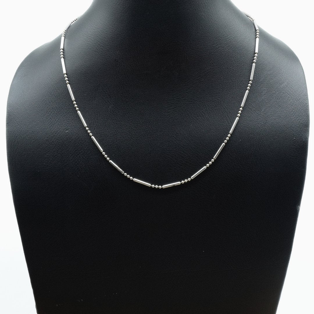 16" 925 Silver Beaded Bar Chain - IAC Galleria