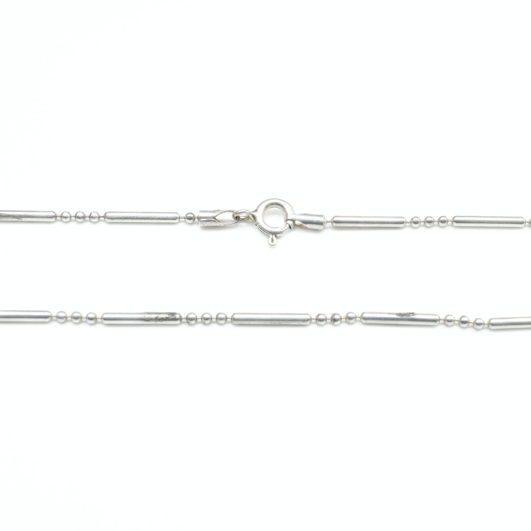 16" 925 Silver Beaded Bar Chain - IAC Galleria