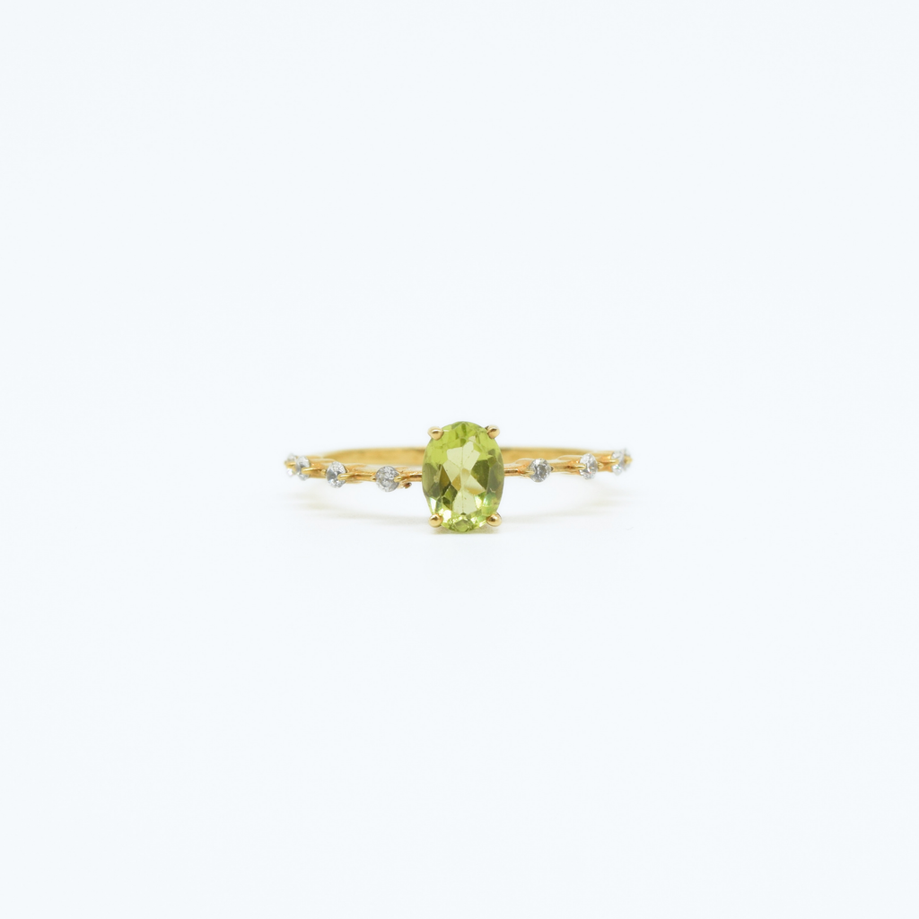 Dainty Peridot & Zircon Gold Plated Ring in 925 Silver