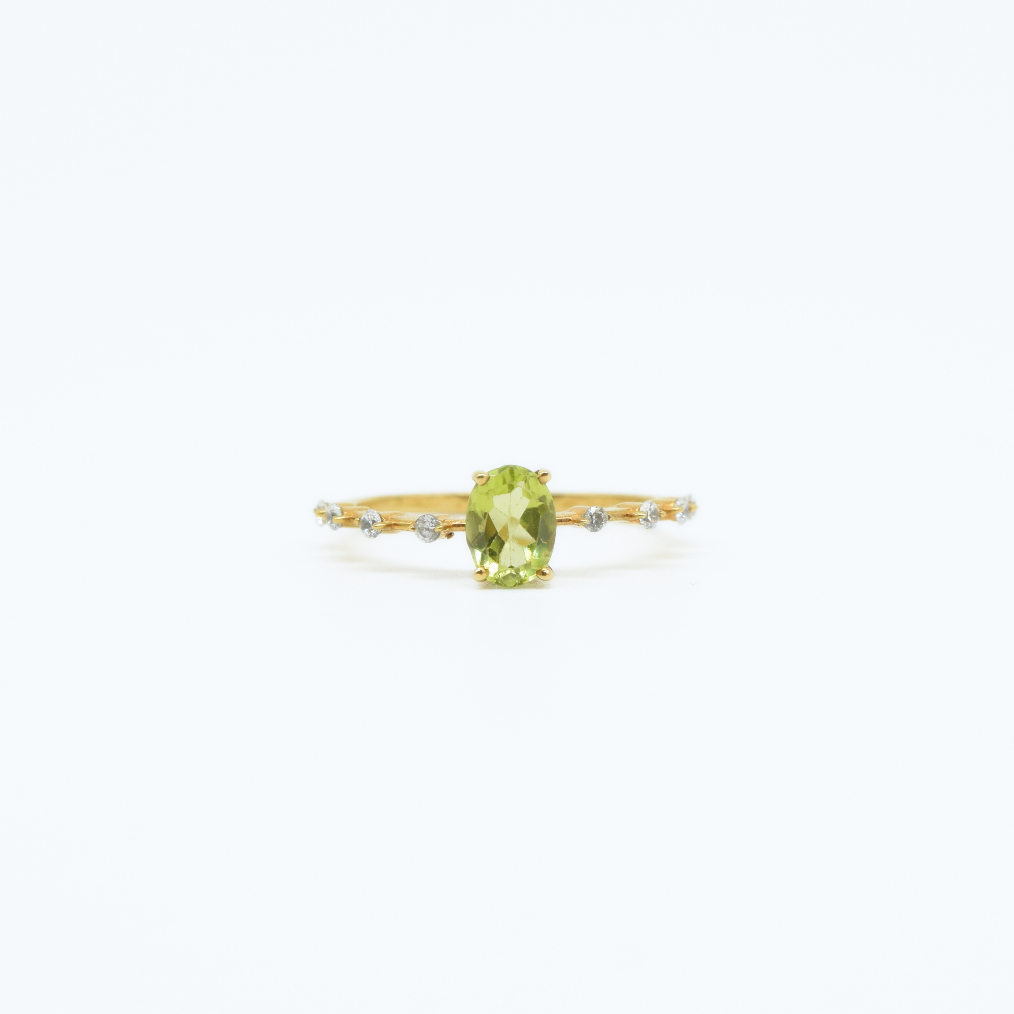 Dainty Peridot & Zircon Gold Plated Ring in 925 Silver