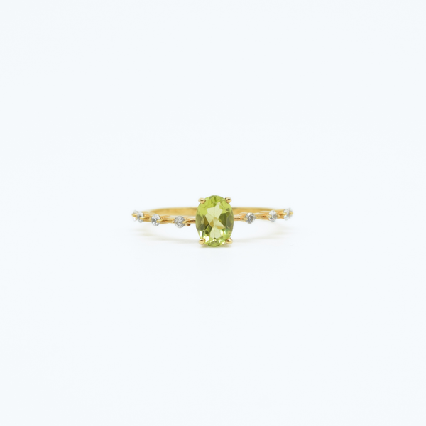 Dainty Peridot & Zircon Gold Plated Ring in 925 Silver