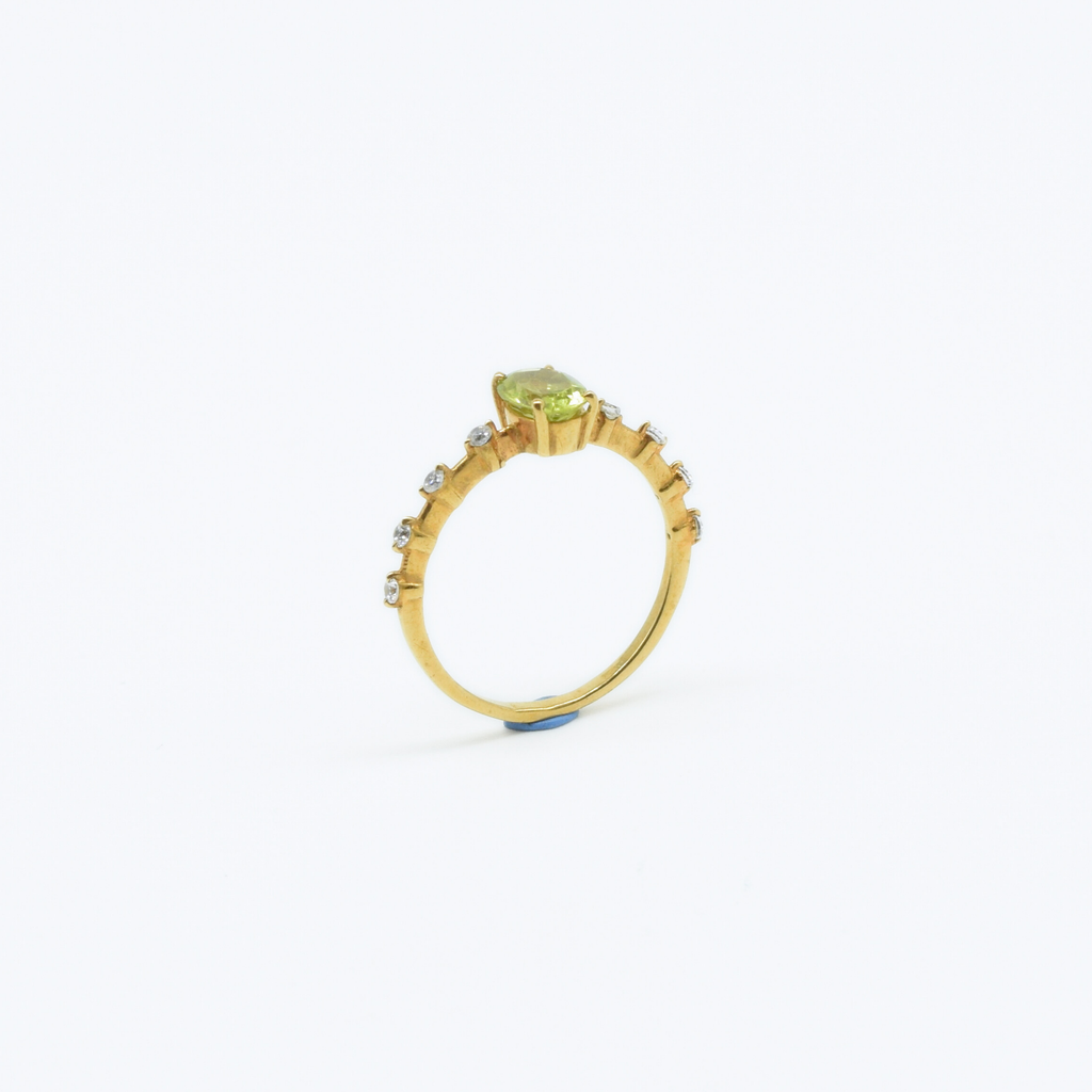 Dainty Peridot & Zircon Gold Plated Ring in 925 Silver