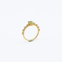Dainty Peridot & Zircon Gold Plated Ring in 925 Silver