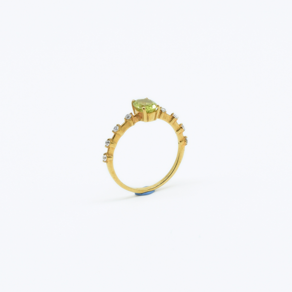 Dainty Peridot & Zircon Gold Plated Ring in 925 Silver