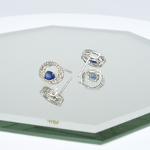 Blue Sapphire Earrings in 18K White Gold