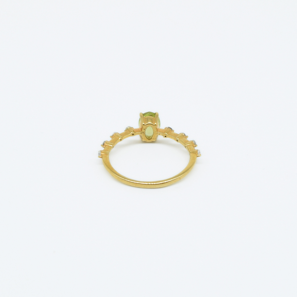 Dainty Peridot & Zircon Gold Plated Ring in 925 Silver