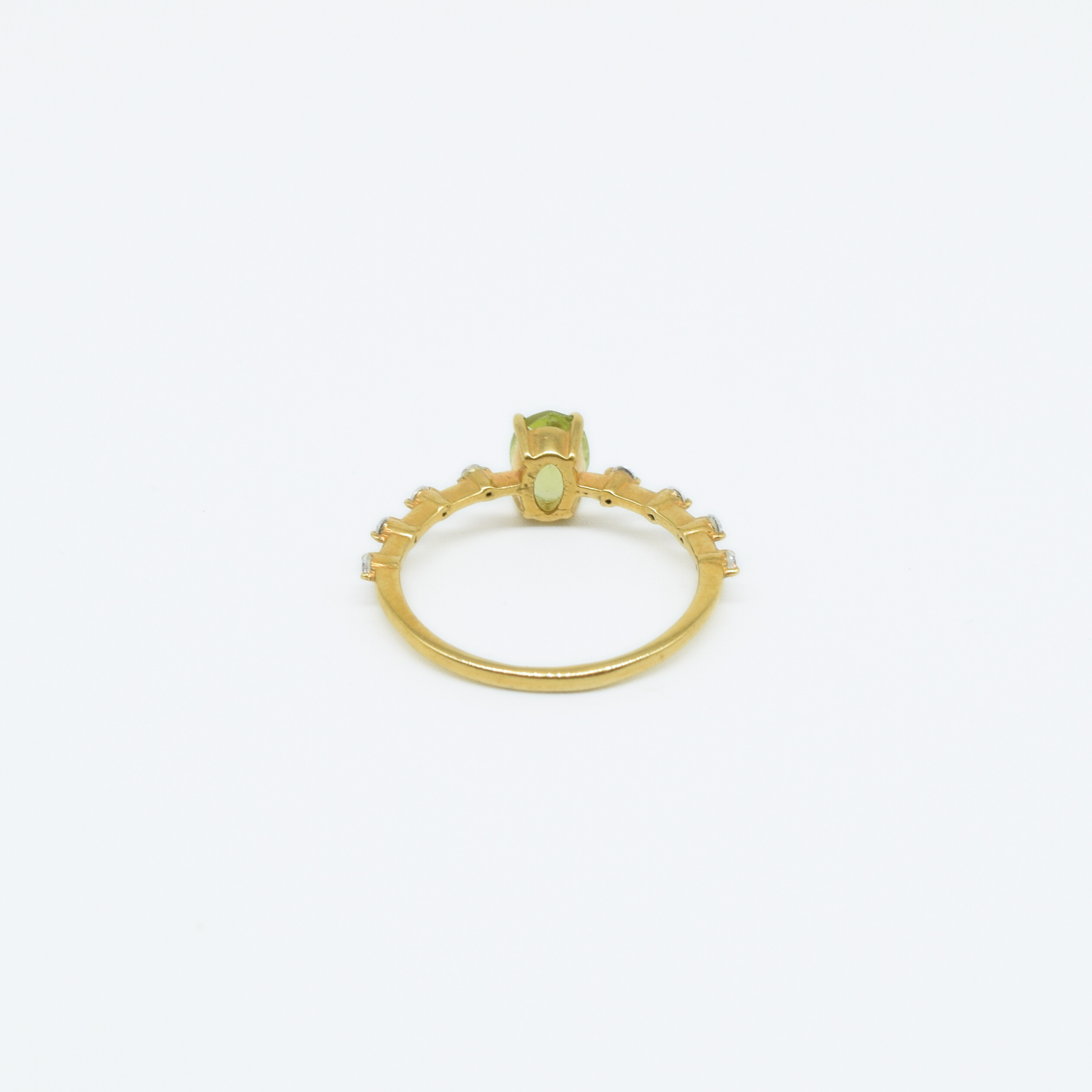 Dainty Peridot & Zircon Gold Plated Ring in 925 Silver