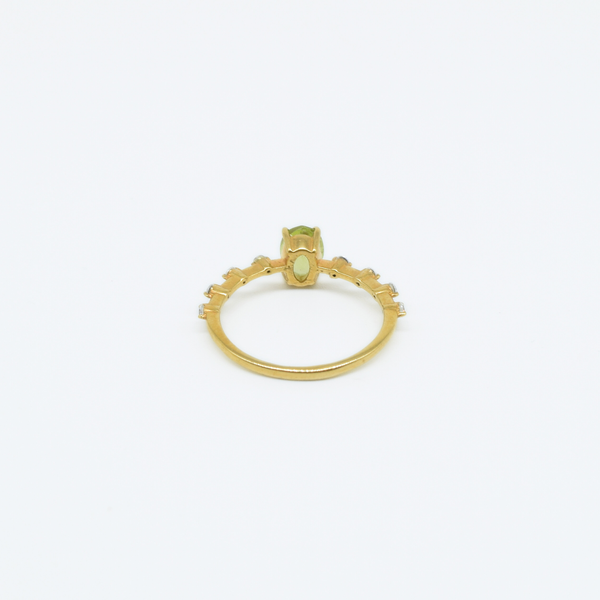 Dainty Peridot & Zircon Gold Plated Ring in 925 Silver