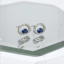 Blue Sapphire Earrings in 18K White Gold