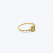 Dainty Peridot & Zircon Gold Plated Ring in 925 Silver
