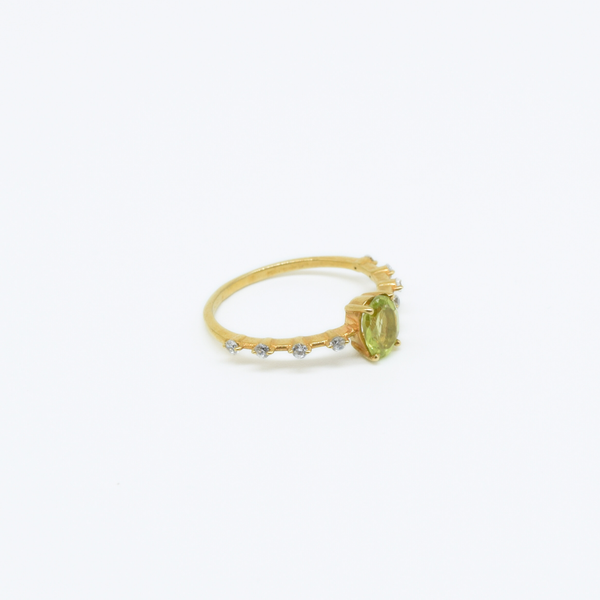 Dainty Peridot & Zircon Gold Plated Ring in 925 Silver