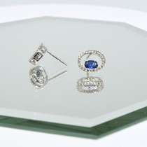 Blue Sapphire Earrings in 18K White Gold