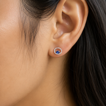 Blue Sapphire Earrings in 18K White Gold