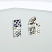 Blue Sapphire Earrings in 18K White Gold