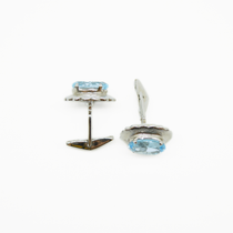 Scalloped Edge Blue Topaz Cufflinks in 925 Silver