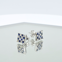 Blue Sapphire Earrings in 18K White Gold