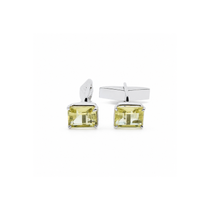 Classic Baguette Lemon Topaz Cufflinks in 925 Silver