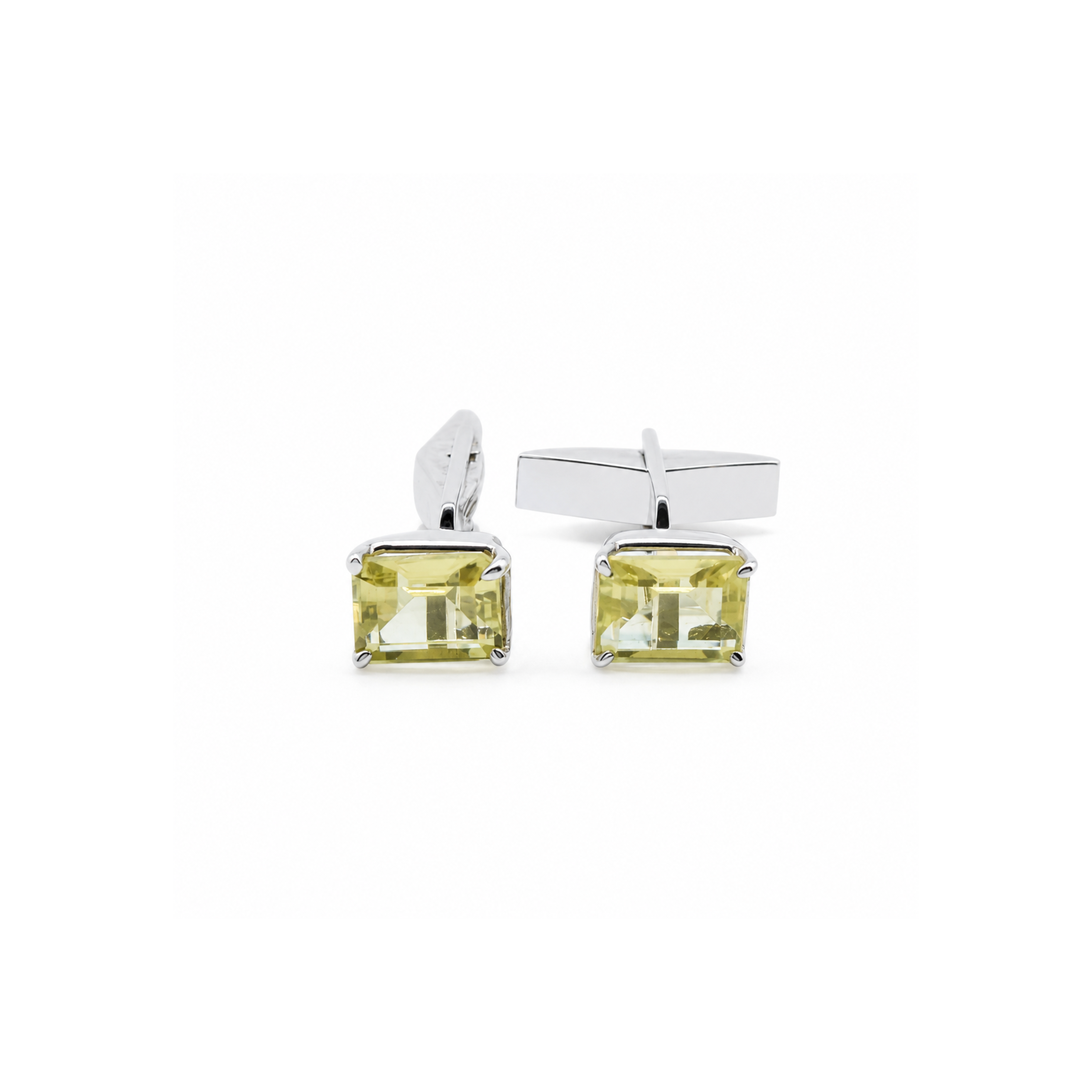 Classic Baguette Lemon Topaz Cufflinks in 925 Silver