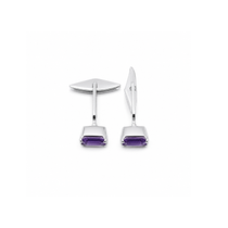 Classic Baguette Amethyst Cufflinks in 925 Silver