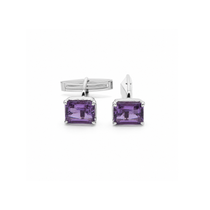 Classic Baguette Amethyst Cufflinks in 925 Silver