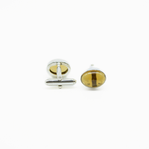 Oval Cabochon Beer Quartz Cufflinks in 925 Silver
