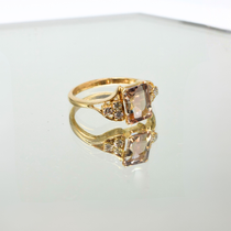Champagne Tourmaline & Diamond Ring in 14K Yellow Gold