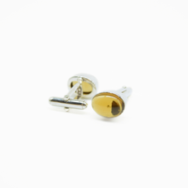 Oval Cabochon Beer Quartz Cufflinks in 925 Silver