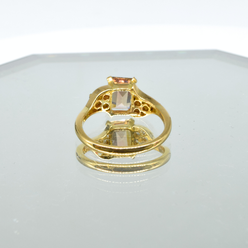 Champaigne Tourmaline & Diamond Ring in 14K Yellow Gold