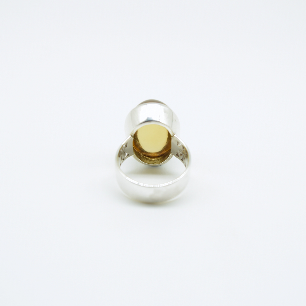 Statement Oval Cabochon Citrine Ring in 925 Silver