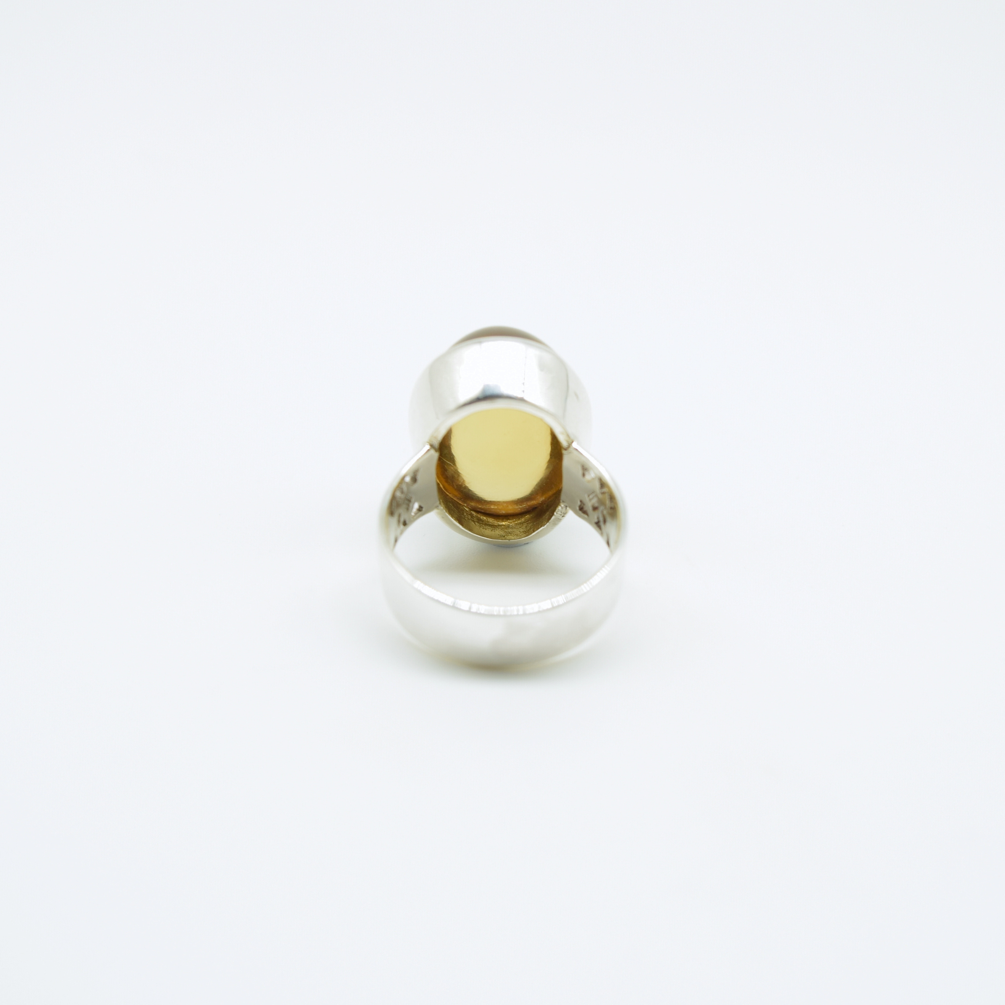 Statement Oval Cabochon Citrine Ring in 925 Silver