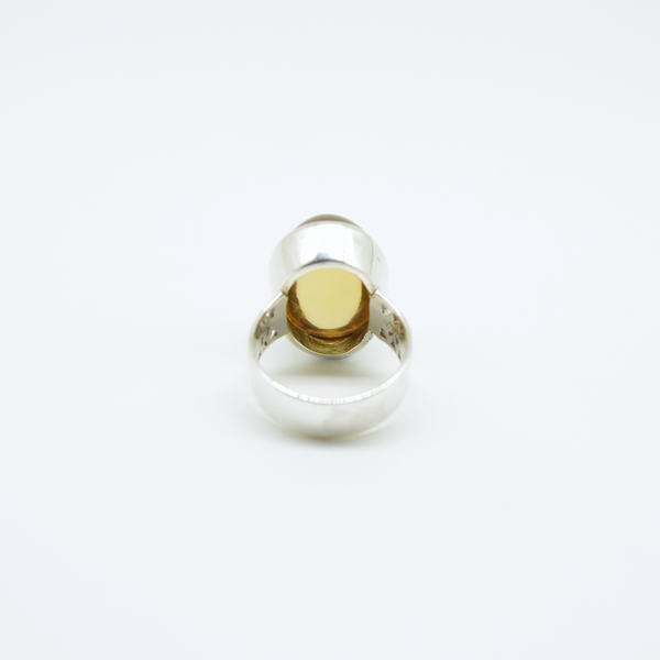 Statement Oval Cabochon Citrine Ring in 925 Silver