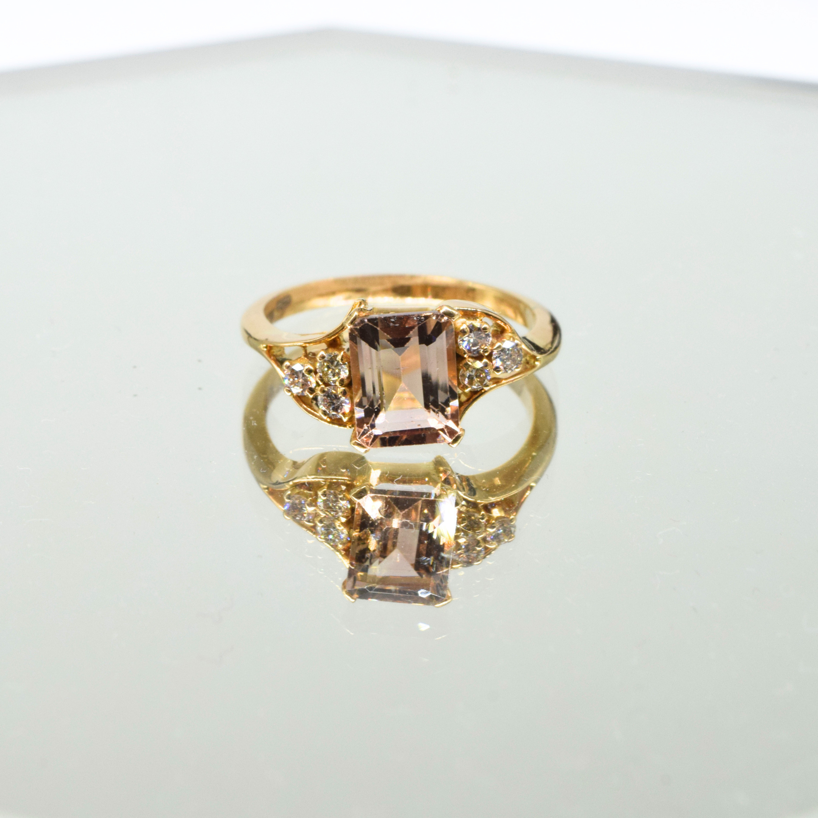Champaigne Tourmaline & Diamond Ring in 14K Yellow Gold Main image