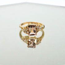 Champagne Tourmaline & Diamond Ring in 14K Yellow Gold