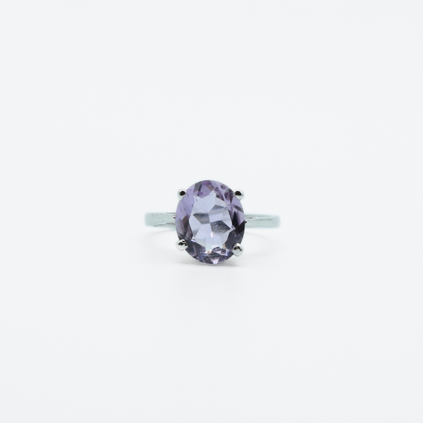 Oval Faceted Ring in 925 Silver