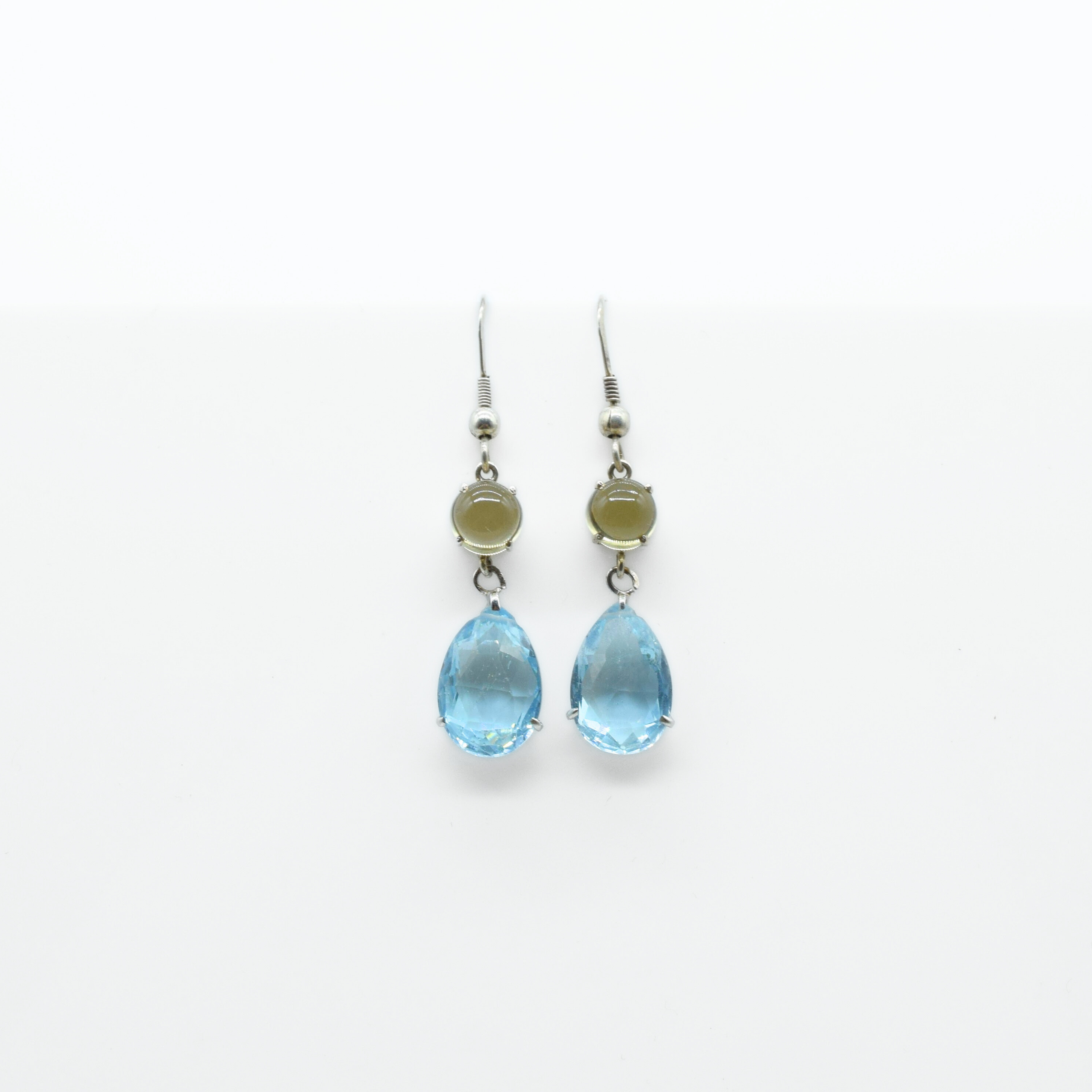 Lemon & Blue Topaz Drop Earrings in 925 Silver