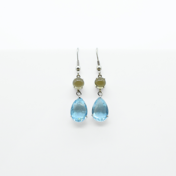 Lemon & Blue Topaz Drop Earrings in 925 Silver